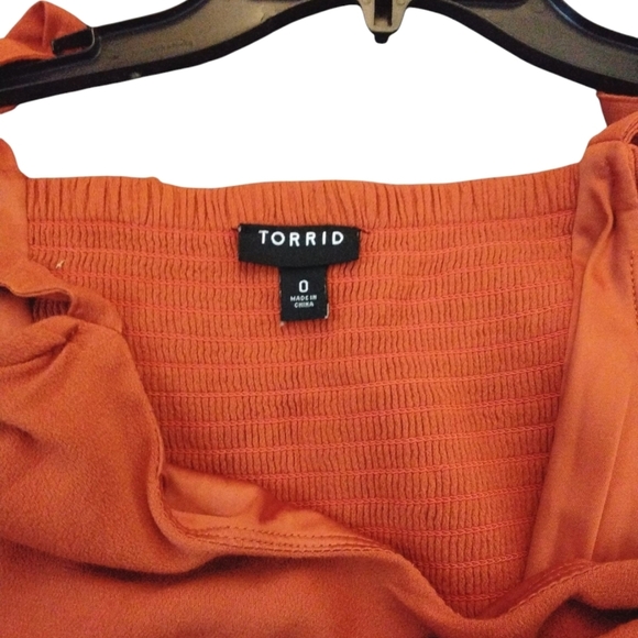 Torrid Orange Ruffle Tank Babydoll Dress Off The Shoulder Size 12 Large - Picture 6 of 9